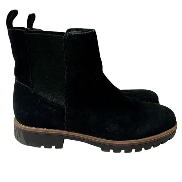 Crown Vintage Tipryn Chelsea Ankle Boot Womens Sz 7 Black Chunky Heel Le… - Picture 1 of 8